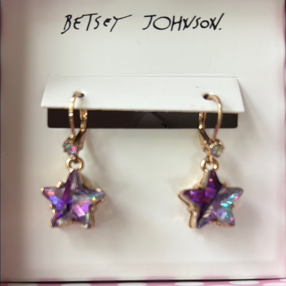 Betsey Johnson Purple and Gold Star Earrings